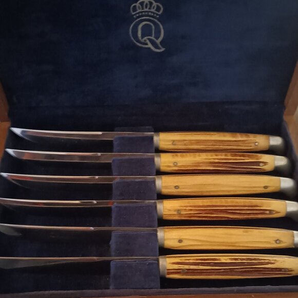 Vintage Queen Cutlery Stag Bone Steak Knife Set, 1932-1955 - Picture 3 of 5